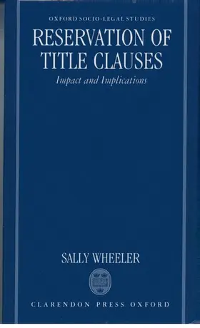 Wheeler |  Reservation of Title Clauses | Buch |  Sack Fachmedien