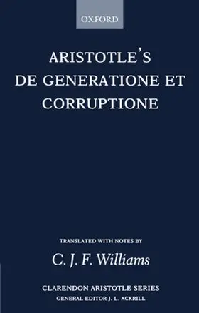 Aristotle / Williams |  de Generatione Et Corruptione | Buch |  Sack Fachmedien