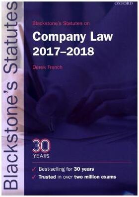 FRENCH / French | Blackstone's Statutes on Company Law 2017-2018 | Buch | 978-0-19-880267-9 | sack.de