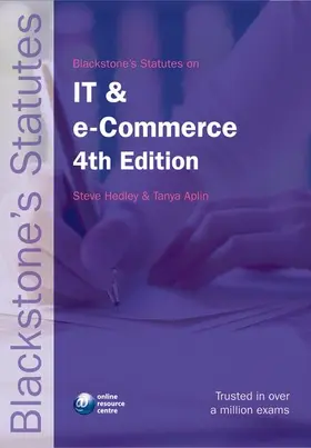 Hedley / Aplin |  Blackstone's Statutes on IT and e-Commerce | Buch |  Sack Fachmedien