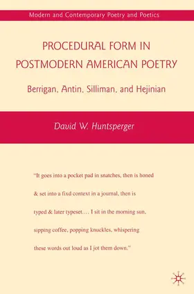Huntsperger |  Procedural Form in Postmodern American Poetry | eBook | Sack Fachmedien