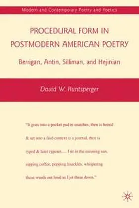 Huntsperger |  Procedural Form in Postmodern American Poetry | Buch |  Sack Fachmedien