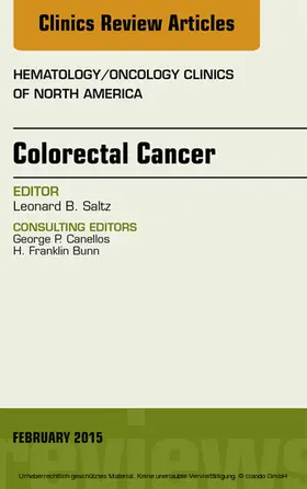 Saltz |  Colorectal Cancer, An Issue of Hematology/Oncology Clinics | eBook | Sack Fachmedien