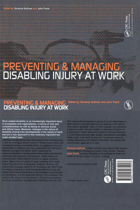 Sullivan / Frank | Preventing and Managing Disabling Injury at Work | Buch | 978-0-367-39517-9 | sack.de