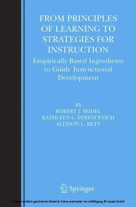 Seidel / Perencevich / Kett |  From Principles of Learning to Strategies for Instruction | eBook | Sack Fachmedien