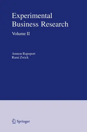 Rapoport / Zwick |  Experimental Business Research | eBook | Sack Fachmedien