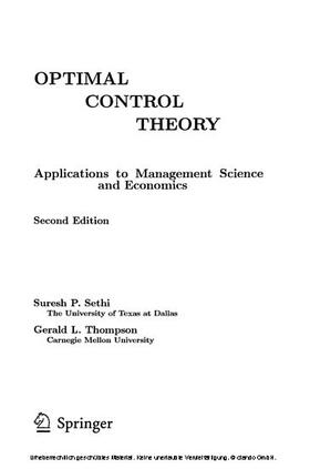 Sethi / Thompson | Optimal Control Theory | E-Book | sack.de