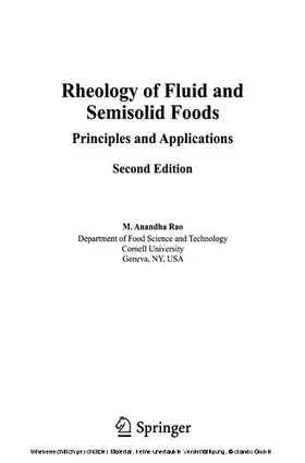 Rao |  Rheology of Fluid and Semisolid Foods: Principles and Applications | eBook | Sack Fachmedien