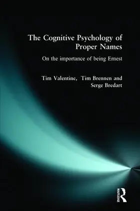 Bredart / Brennen / Valentine |  The Cognitive Psychology of Proper Names | Buch |  Sack Fachmedien