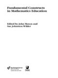 Johnston-Wilder / Mason |  Fundamental Constructs in Mathematics Education | Buch |  Sack Fachmedien
