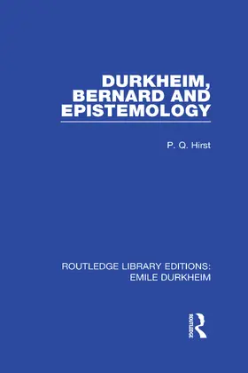 Hirst |  Durkheim, Bernard and Epistemology | Buch |  Sack Fachmedien