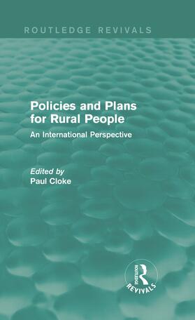 Cloke |  Policies and Plans for Rural People (Routledge Revivals) | Buch |  Sack Fachmedien