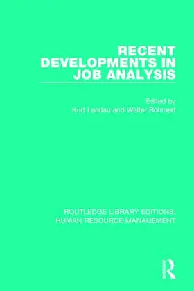 Landau / Rohmert |  Recent Developments in Job Analysis | Buch |  Sack Fachmedien