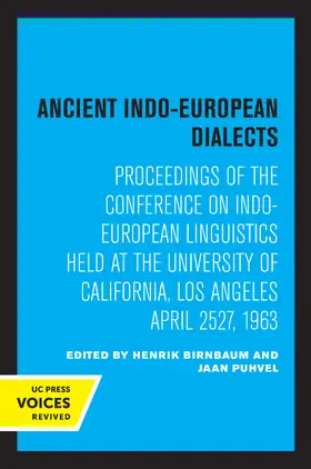 Birnbaum / Puhvel |  Ancient Indo-European Dialects | Buch |  Sack Fachmedien
