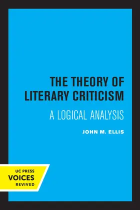 Ellis |  The Theory of Literary Criticism | Buch |  Sack Fachmedien