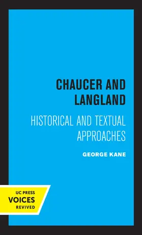 Kane |  Chaucer and Langland | Buch |  Sack Fachmedien