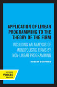 Dorfman |  Application of Linear Programming to the Theory of the Firm | eBook | Sack Fachmedien