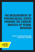 Gottschalk / Gleser |  The Measurement of Psychological States Through the Content Analysis of Verbal Behavior | eBook | Sack Fachmedien