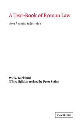 Buckland |  A Text-Book of Roman Law | Buch |  Sack Fachmedien