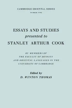 Thomas |  Essays and Studies Presented to Stanley Arthur Cook | Buch |  Sack Fachmedien