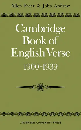 Freer / Andrew |  Cambridge Book of English Verse 1900 1939 | Buch |  Sack Fachmedien