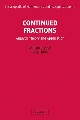 Jones / Thron |  Continued Fractions | Buch |  Sack Fachmedien