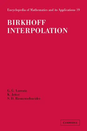 Lorentz / Jetter / Riemenschneider |  Birkhoff Interpolation | Buch |  Sack Fachmedien