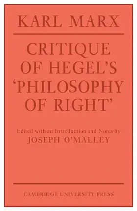 Marx |  Critique of Hegel's 'Philosophy of Right' | Buch |  Sack Fachmedien