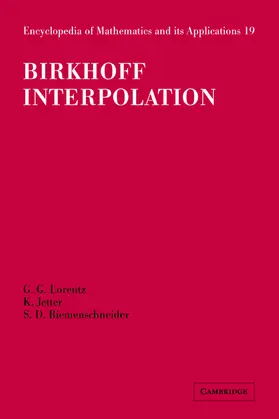 Lorentz / Jetter / Riemenschneider | Birkhoff Interpolation | Buch | 978-0-521-30239-5 | www.sack.de