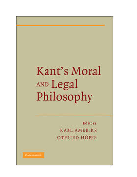 Hoeffe / Ameriks / Höffe | Kant's Moral and Legal Philosophy | Buch | sack.de