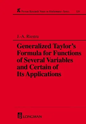 Riestra |  A Generalized Taylor's Formula for Functions of Several Variables and Certain of its Applications | Buch |  Sack Fachmedien