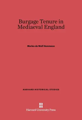 Hemmeon |  Burgage Tenure in Mediaeval England | Buch |  Sack Fachmedien
