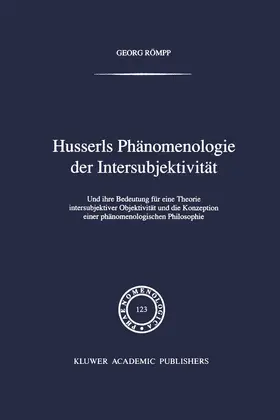 Römpp |  Husserls Phänomenologie Der Intersubjektivität | Buch |  Sack Fachmedien