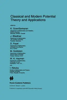 GowriSankaran / Bliedtner / Netuka |  Classical and Modern Potential Theory and Applications | Buch |  Sack Fachmedien