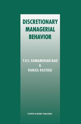 Rao / Rastogi | Discretionary Managerial Behavior | Buch | 978-0-7923-8016-0 | sack.de