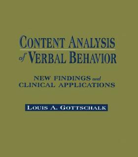 Gottschalk | Content Analysis of Verbal Behavior | Buch | sack.de