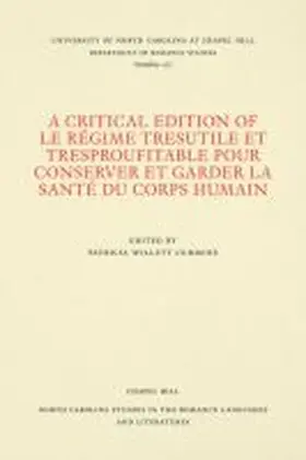 Cummins |  A Critical Edition of Le Régime tresutile et tresproufitable pour conserver et garder la santé du corps humain | Buch |  Sack Fachmedien