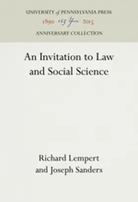 Lempert / Sanders |  An Invitation to Law and Social Science | Buch |  Sack Fachmedien