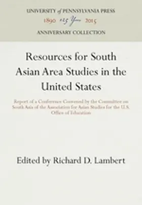 Lambert |  Resources for South Asian Area Studies in the United States | Buch |  Sack Fachmedien