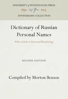 Dictionary of Russian Personal Names | Buch |  Sack Fachmedien