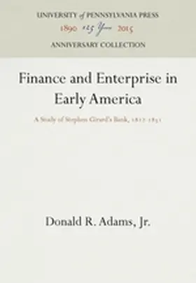 Adams, Jr. |  Finance and Enterprise in Early America | Buch |  Sack Fachmedien