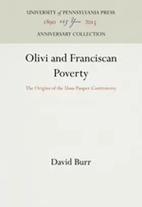 Burr |  Olivi and Franciscan Poverty | Buch |  Sack Fachmedien