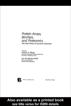 Albala / Humphery-Smith | Protein Arrays, Biochips and Proteomics | Buch | 978-0-8247-4312-3 | www.sack.de