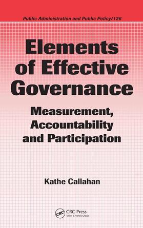 Callahan |  Elements of Effective Governance | Buch |  Sack Fachmedien