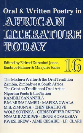 Jones / Palmer |  ALT 16 Oral and Written Poetry in African Literature Today | Buch |  Sack Fachmedien