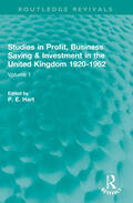 Hart |  Studies in Profit, Business Saving and Investment in the United Kingdom 1920-1962 | Buch |  Sack Fachmedien