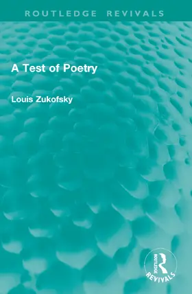 Zukofsky |  A Test of Poetry | Buch |  Sack Fachmedien