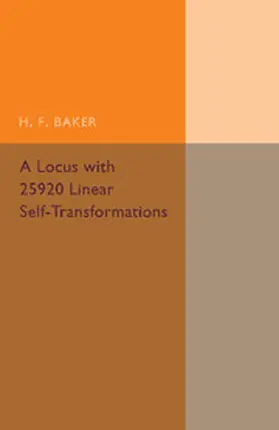 Baker |  A Locus with 25920 Linear             Self-Transformations | Buch |  Sack Fachmedien