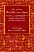  The Book of Matriculations and Degrees | Buch |  Sack Fachmedien