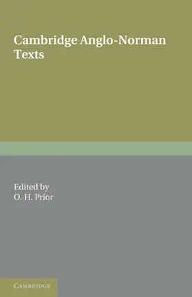 Strachey / Chaytor / Prior |  Cambridge Anglo-Norman Texts | Buch |  Sack Fachmedien
